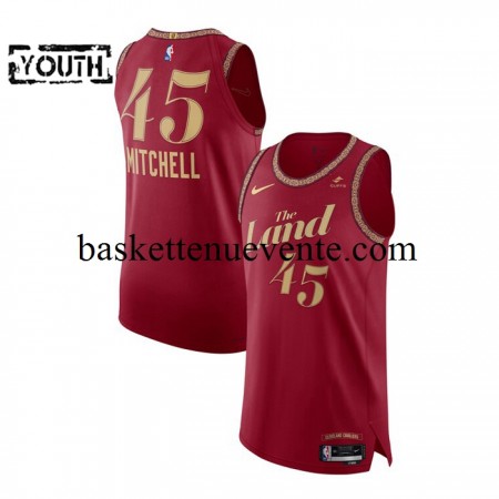 Maillot Basket Cleveland Cavaliers Donovan Mitchell 45 2023-2024 Nike City Edition Rouge Swingman - Enfant